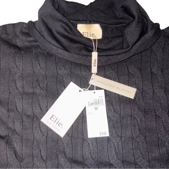 Elie Tahari Black Turtleneck Viscose Blend Sweater - Picture 2 of 7